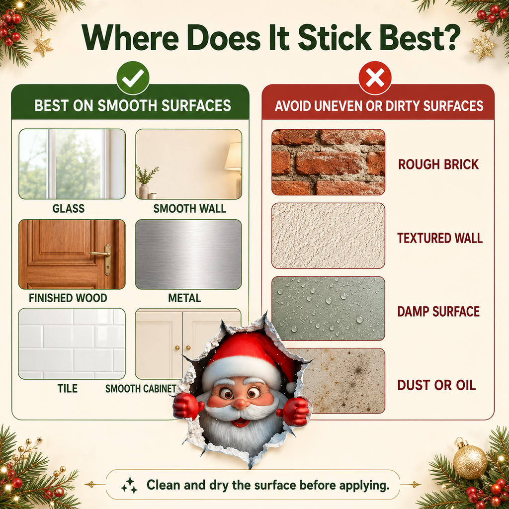 🔥LAST DAY 49% OFF🔥🎅3D Illusion Santa Face Vinyl Stickers – 🎄Easy Peel-and-Stick Holiday Wall Decals