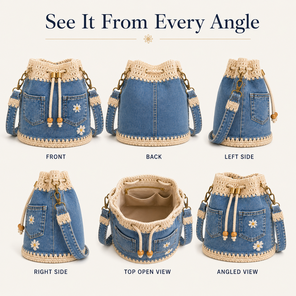 🔥Last Day 49% OFF-Denim Crochet Bucket Bag