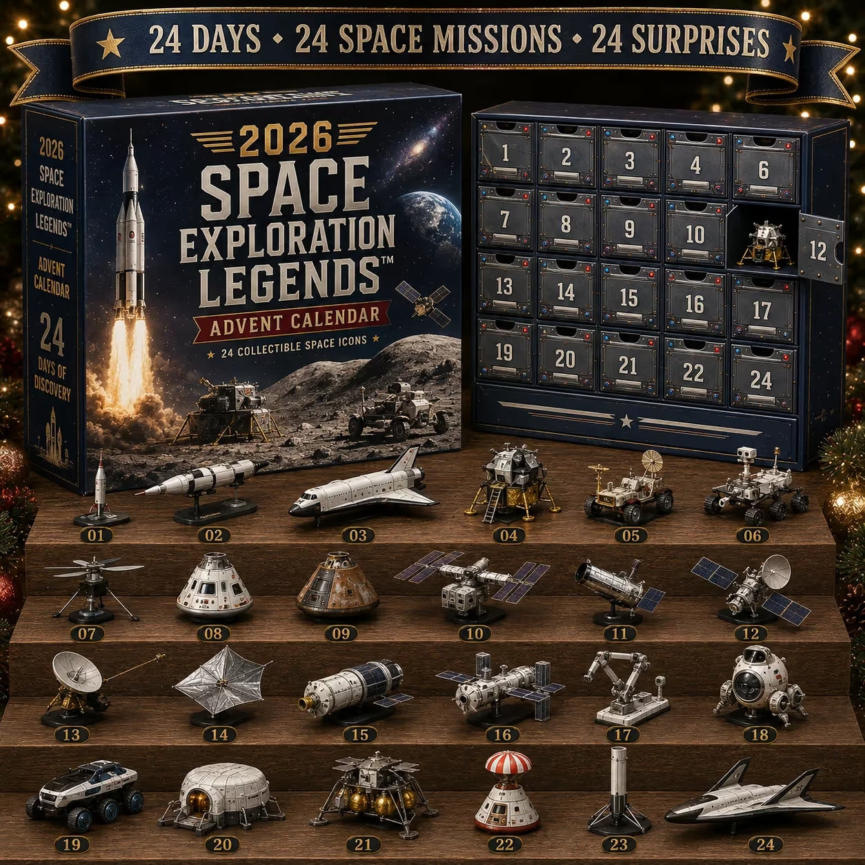 🚀🎁2026 Space Exploration Legends Advent Calendar – 🌌✨24 Days of Space Missions, 24 Collectible Surprises(📦Buy 2 Free Shipping)