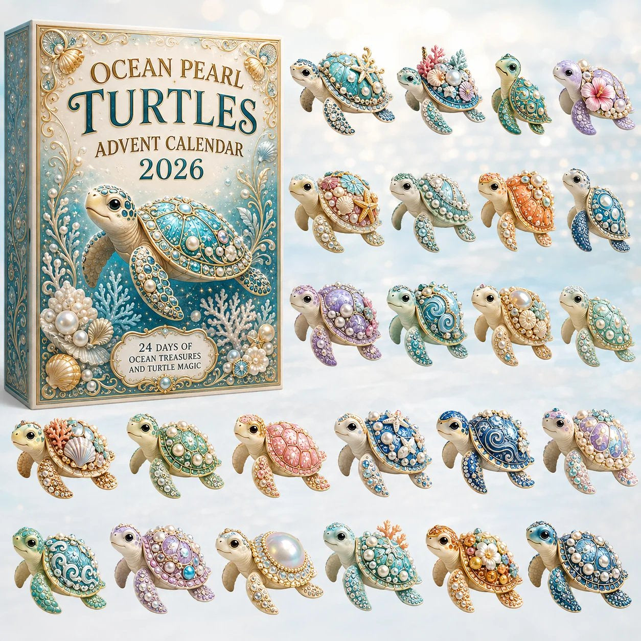 🔥LAST DAY 49% OFF - 🐢 Ocean Pearl Turtles Advent Calendar 2026