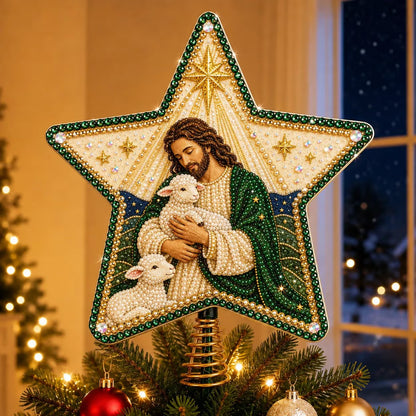 ⏳ Last Day 49% OFF – ✝️ Beginner-Friendly Christian Faith Pearl Diamond Art Christmas Tree Topper DIY Kit | Complete Set with Printed Base, Pearl & Crystal Pieces, Application Tools & Step-by-Step Guide Included 💕