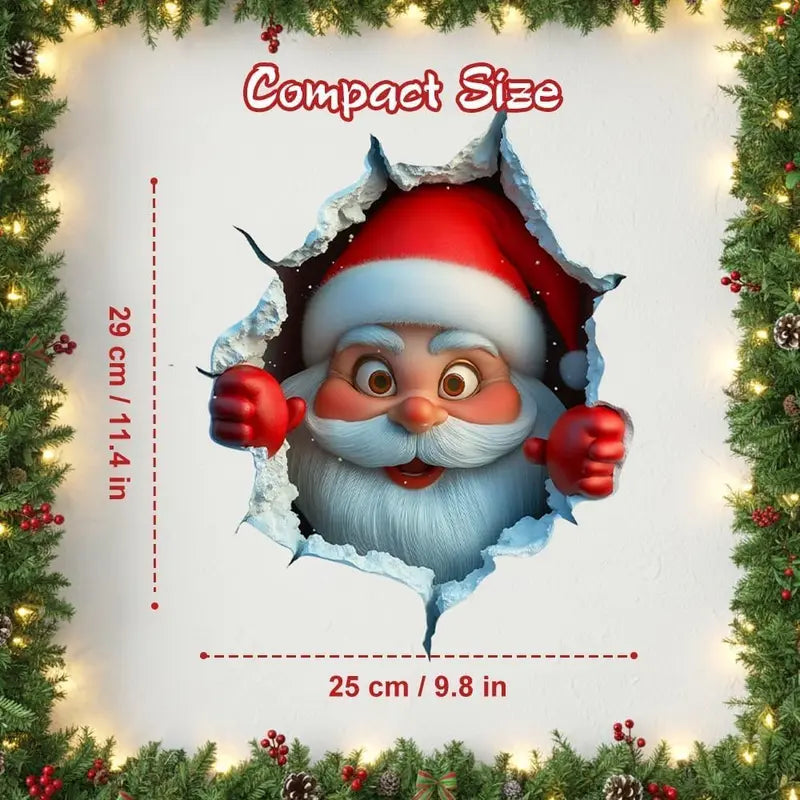 🔥LAST DAY 49% OFF🔥🎅3D Illusion Santa Face Vinyl Stickers – 🎄Easy Peel-and-Stick Holiday Wall Decals
