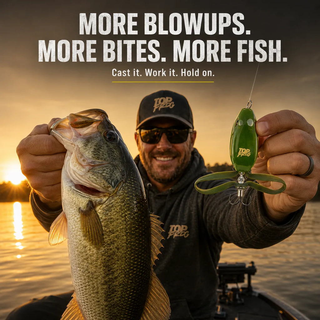 ⏳ Last Day 49% OFF – 🐸 Top Frog 6.5" Pre-Rigged Topwater Fishing Lure | Line-Thru Kicking-Leg Action, 1.2 oz Body & 100 lb Leader Included 🎣✨