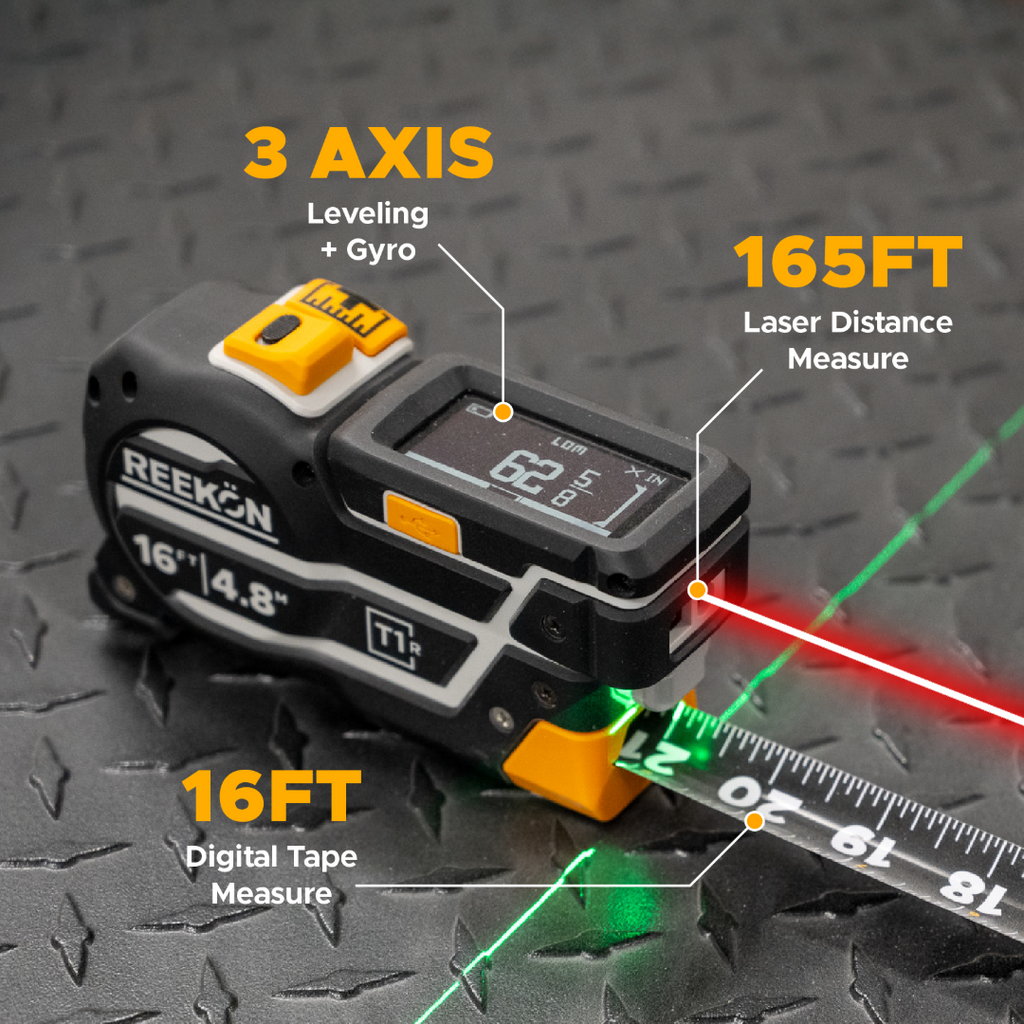 LASER DISTANCE + LEVEL + DIGITAL TAPE MEASURE