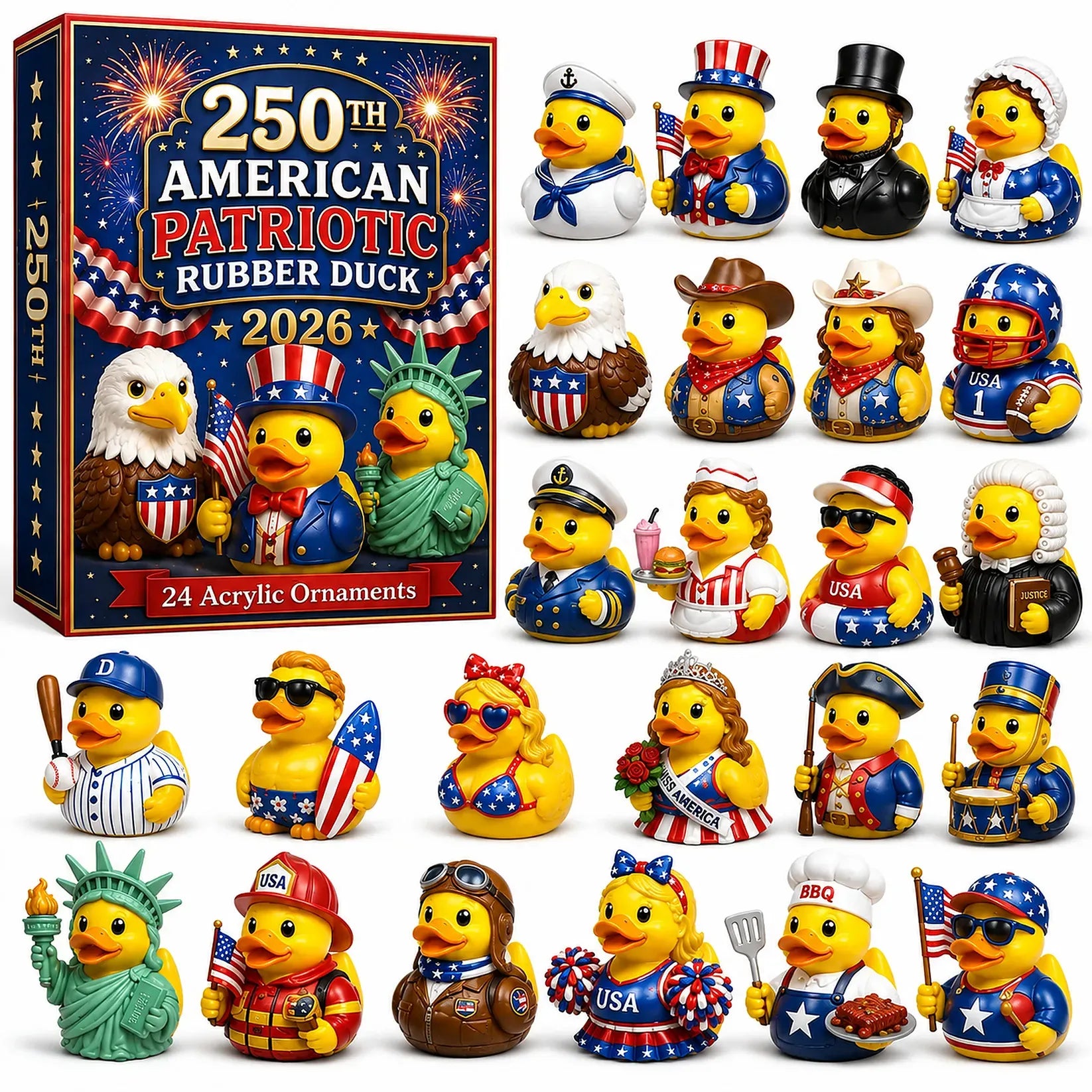 🎉 Limited Edition!🔥- 250th American Patriotic Rubber Duck Advent Calendar 2026