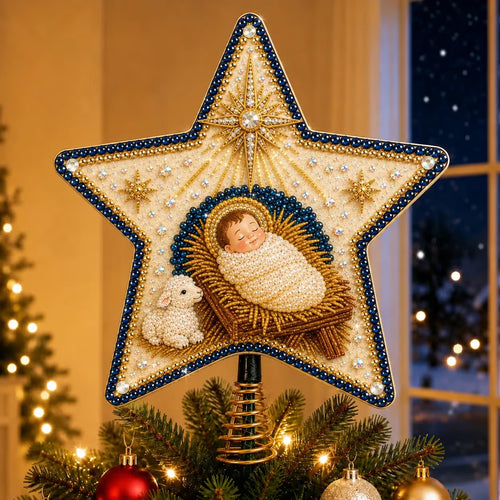 ⏳ Last Day 49% OFF – ✝️ Beginner-Friendly Christian Faith Pearl Diamond Art Christmas Tree Topper DIY Kit | Complete Set with Printed Base, Pearl & Crystal Pieces, Application Tools & Step-by-Step Guide Included 💕