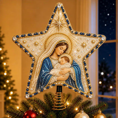 ⏳ Last Day 49% OFF – ✝️ Beginner-Friendly Christian Faith Pearl Diamond Art Christmas Tree Topper DIY Kit | Complete Set with Printed Base, Pearl & Crystal Pieces, Application Tools & Step-by-Step Guide Included 💕