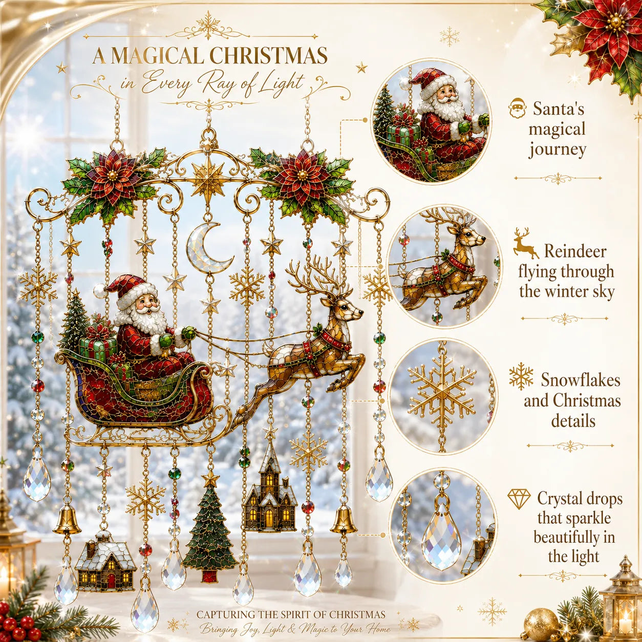 🔥🦌🎄Handmade Christmas Acrylic Window Hanging | ✨Bring Christmas Magic Home
