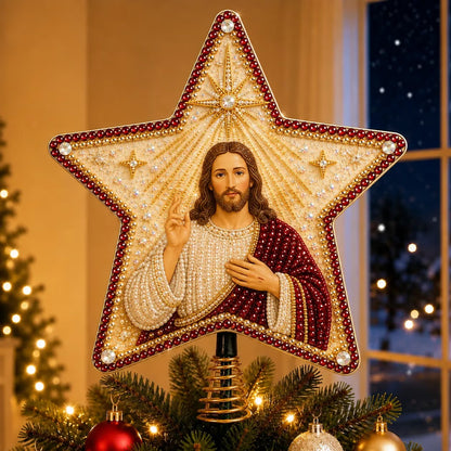 ⏳ Last Day 49% OFF – ✝️ Beginner-Friendly Christian Faith Pearl Diamond Art Christmas Tree Topper DIY Kit | Complete Set with Printed Base, Pearl & Crystal Pieces, Application Tools & Step-by-Step Guide Included 💕