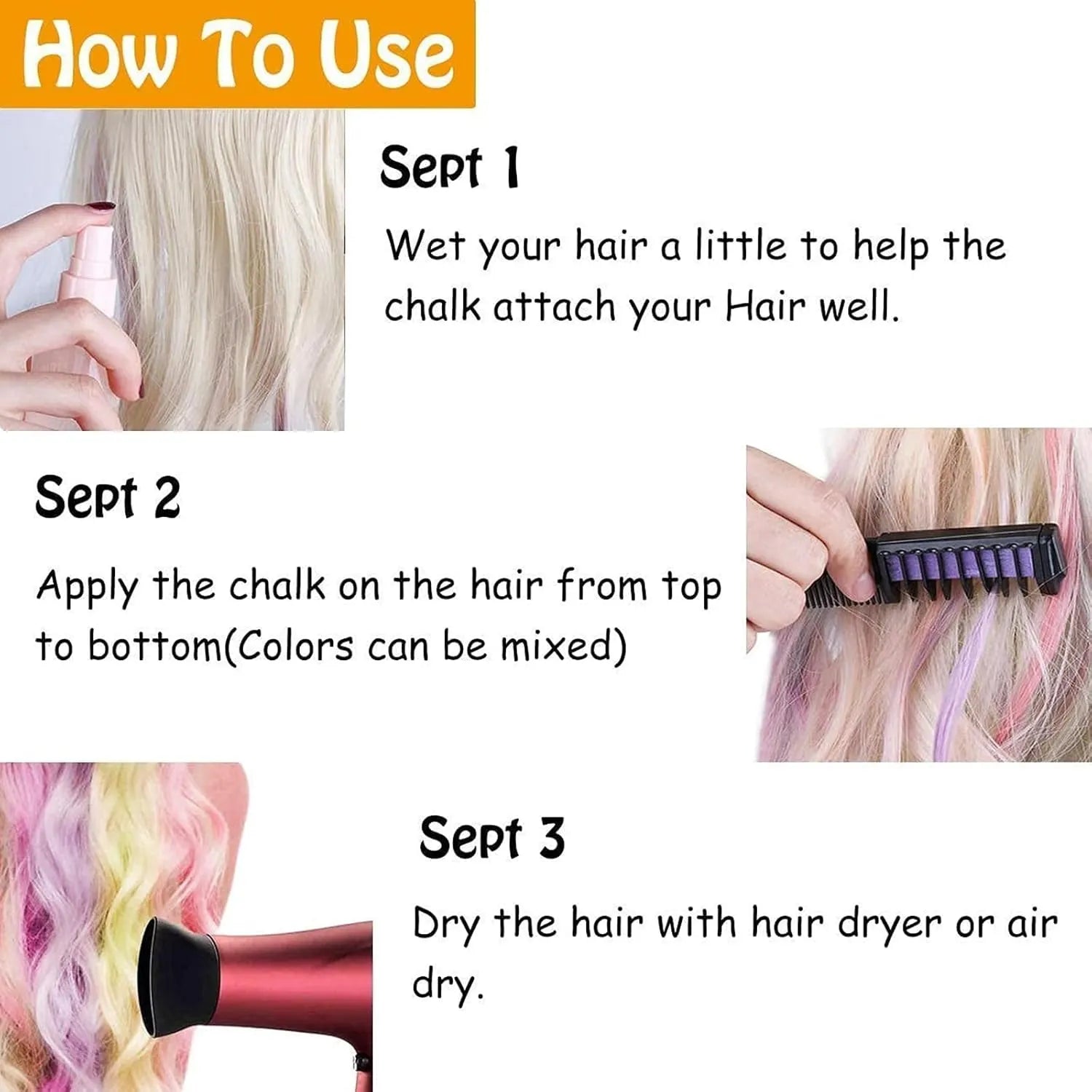 🎄🔥Festive Fun Hair Chalk Combs